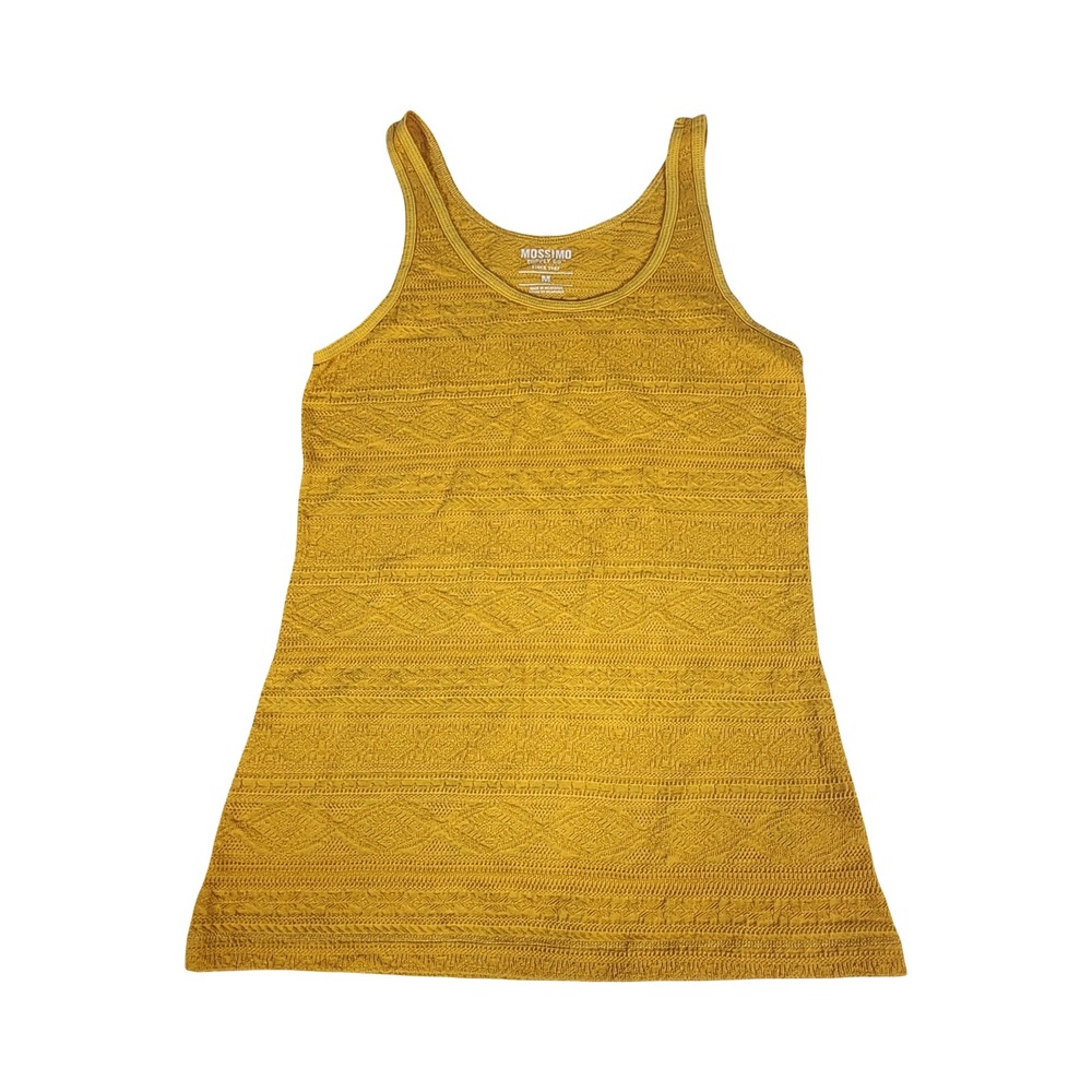 Mossimo Supply Co Mustard Yellow Geometric Textured Knit Tank Top Womens Medium